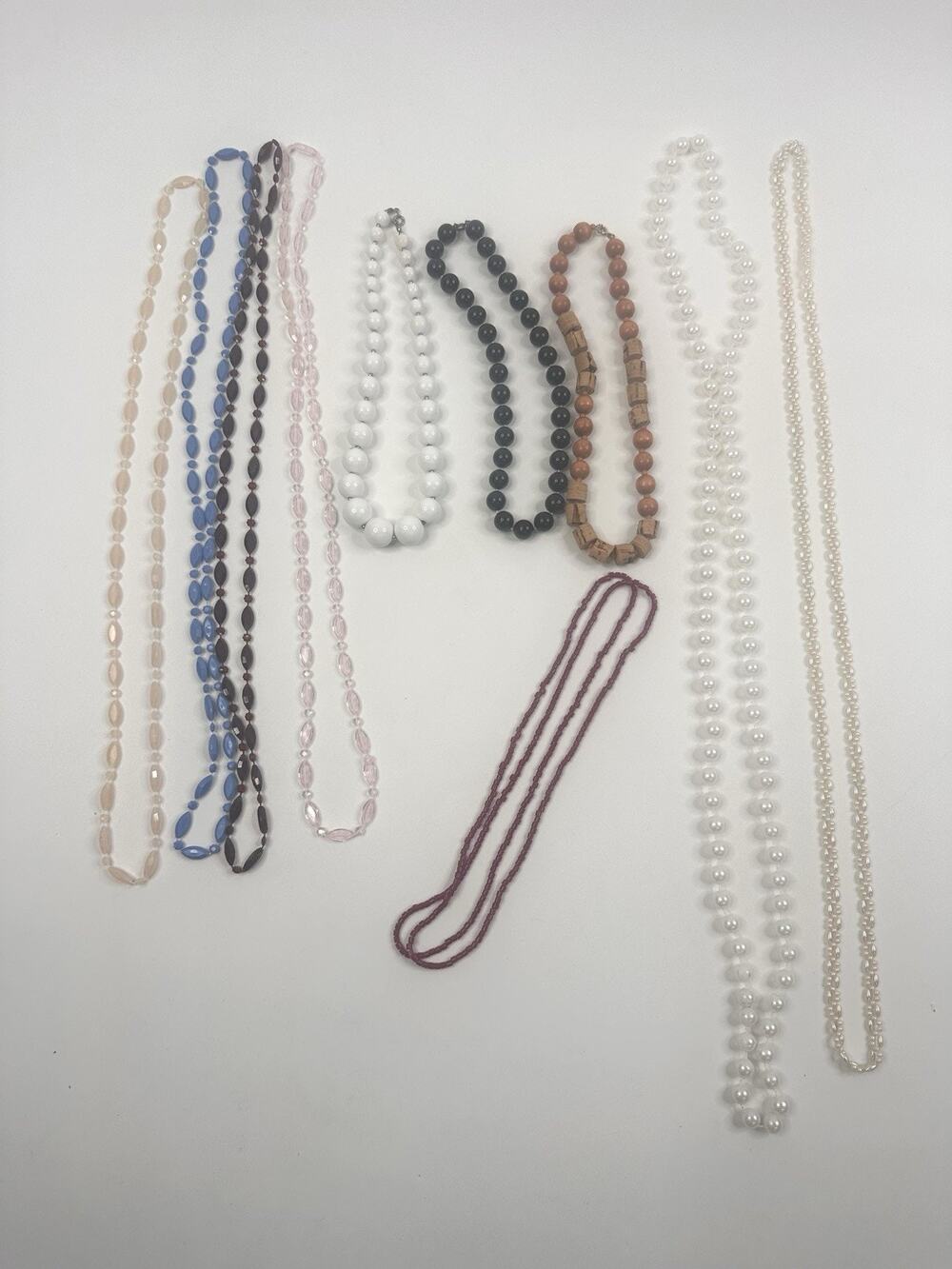 Vintage Beaded Costume Jewelry Lot of 10 Necklaces Multi-Strand Retro Colors